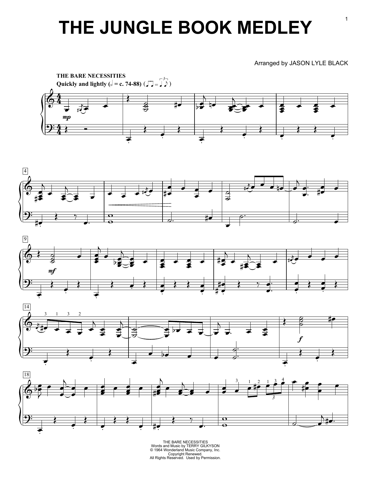 Sherman Brothers & Terry Gilkyson The Jungle Book Medley (arr. Jason Lyle Black) Sheet Music