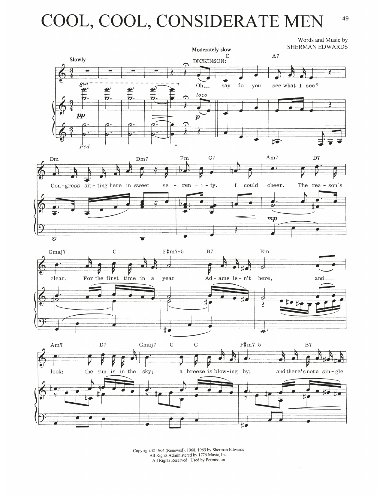 Sherman Edwards Cool, Cool, Considerate Men (from 1776) Sheet Music