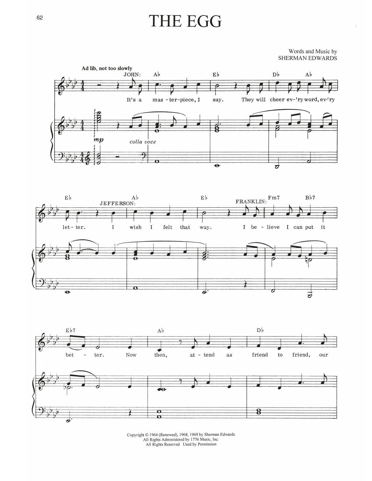 Sherman Edwards The Egg (from 1776) Sheet Music