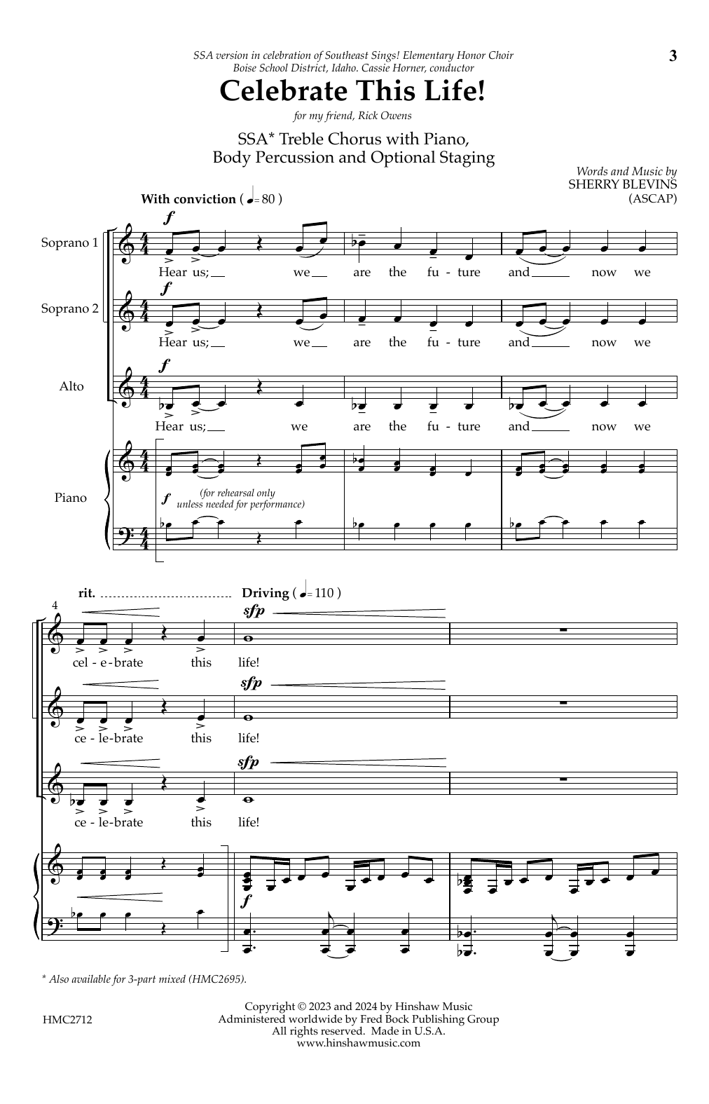 Sherry Blevins Celebrate This Life! Sheet Music