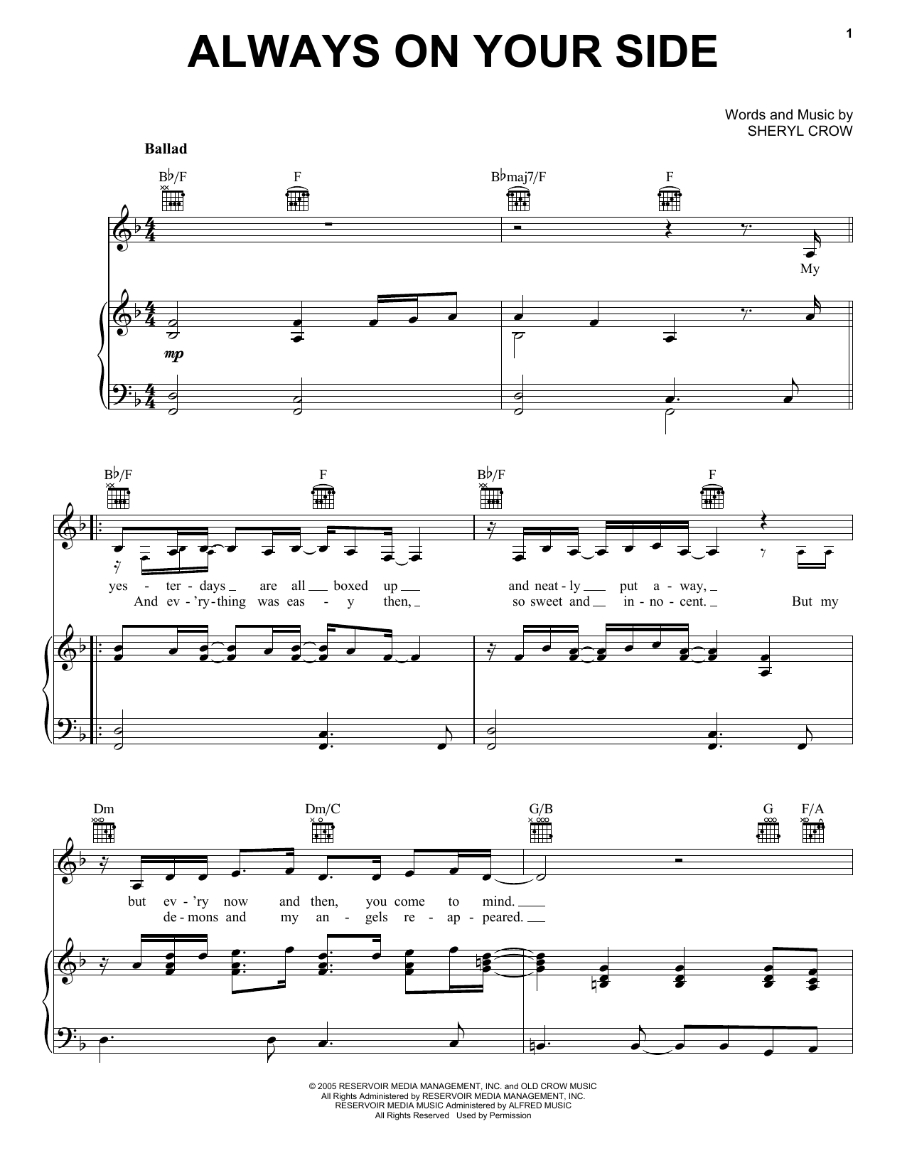 Sheryl Crow and Sting Always On Your Side Sheet Music