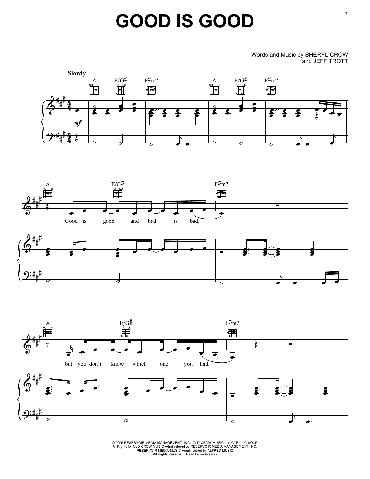 Sheryl Crow Good Is Good Sheet Music