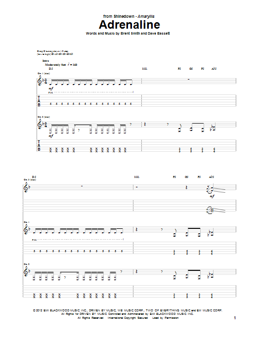 Shinedown Adrenaline Sheet Music