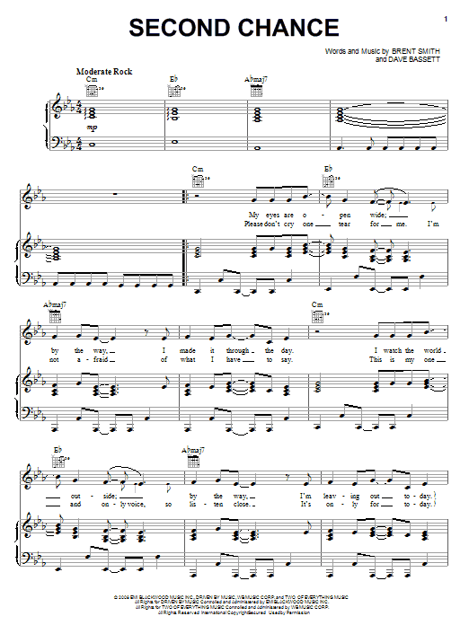 Shinedown Second Chance Sheet Music