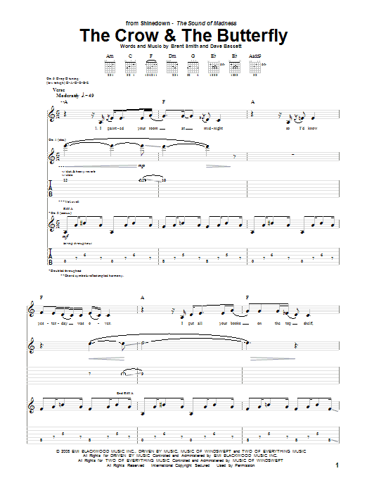Shinedown The Crow & The Butterfly Sheet Music