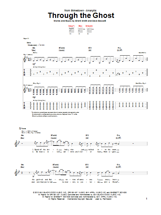 Shinedown Through The Ghost Sheet Music
