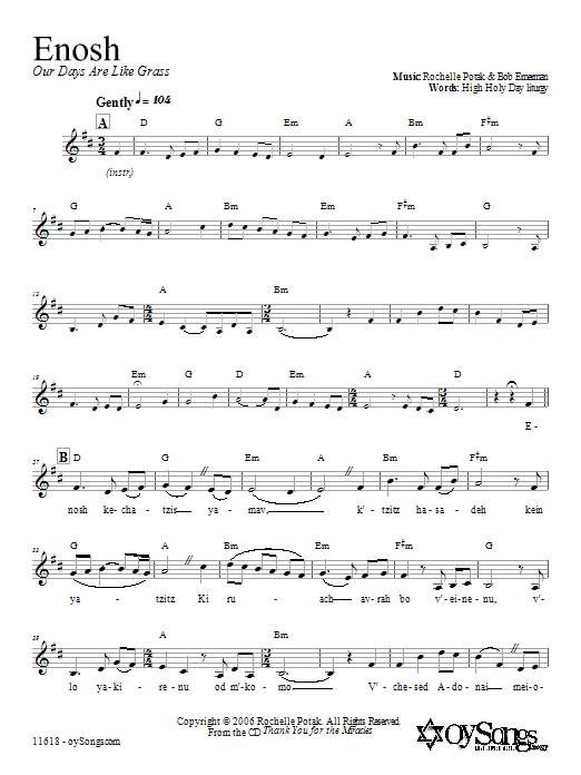 Shir Harmony Enosh Sheet Music