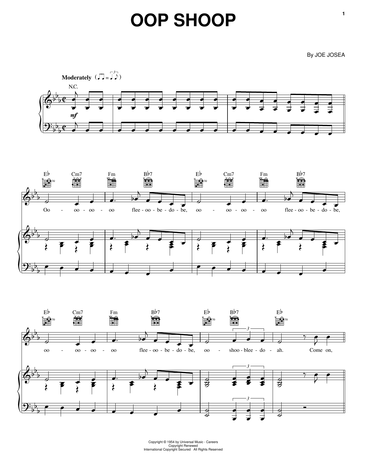 Shirley Gunter & The Queens Oop Shoop Sheet Music