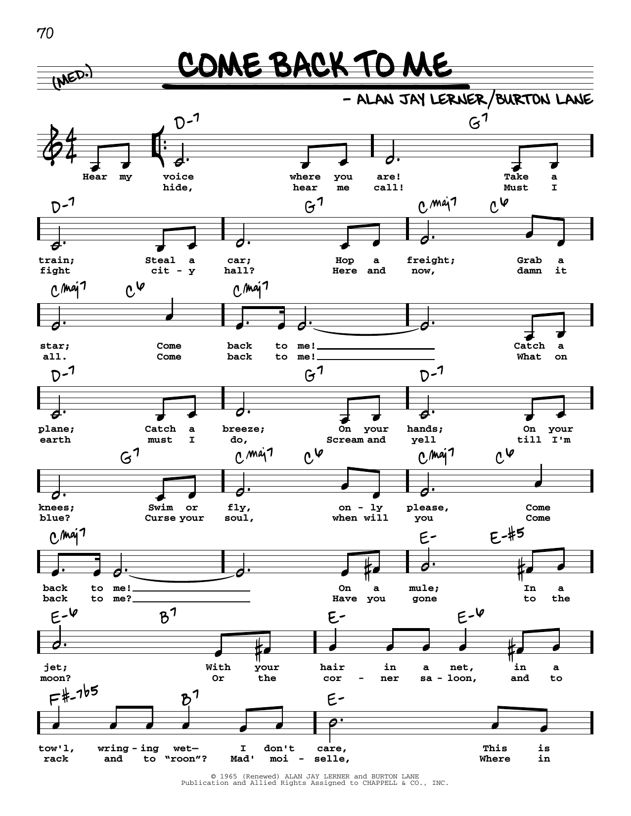 Shirley Horn Come Back To Me (Low Voice) Sheet Music