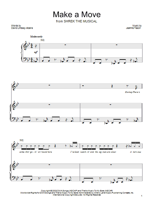 Shrek The Musical Make A Move Sheet Music