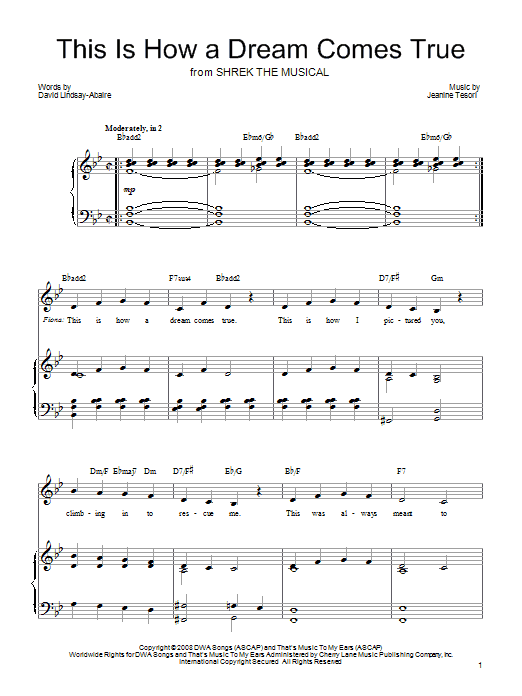 Shrek The Musical This Is How A Dream Comes True Sheet Music