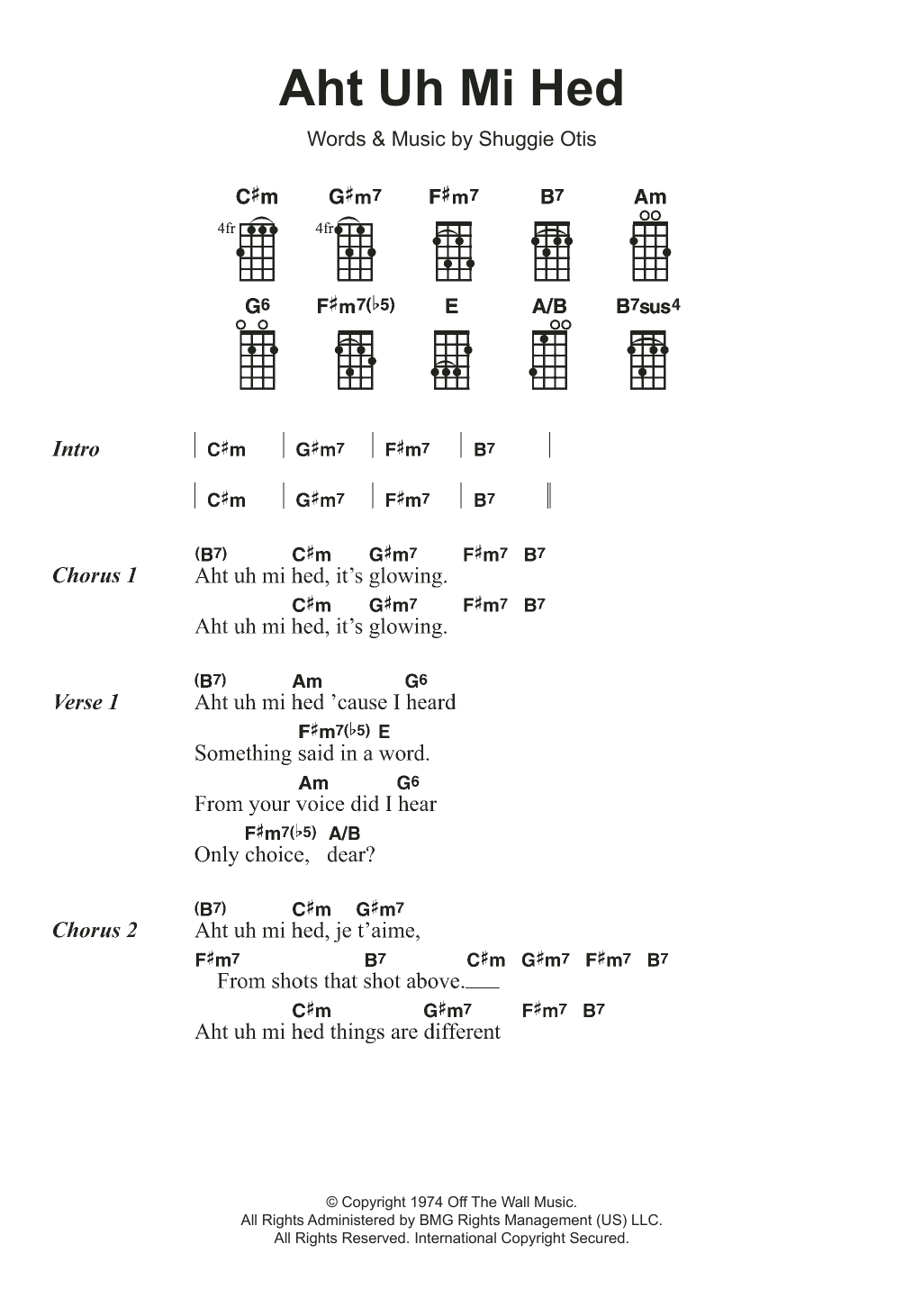 Shuggie Otis Aht Uh Mi Hed Sheet Music