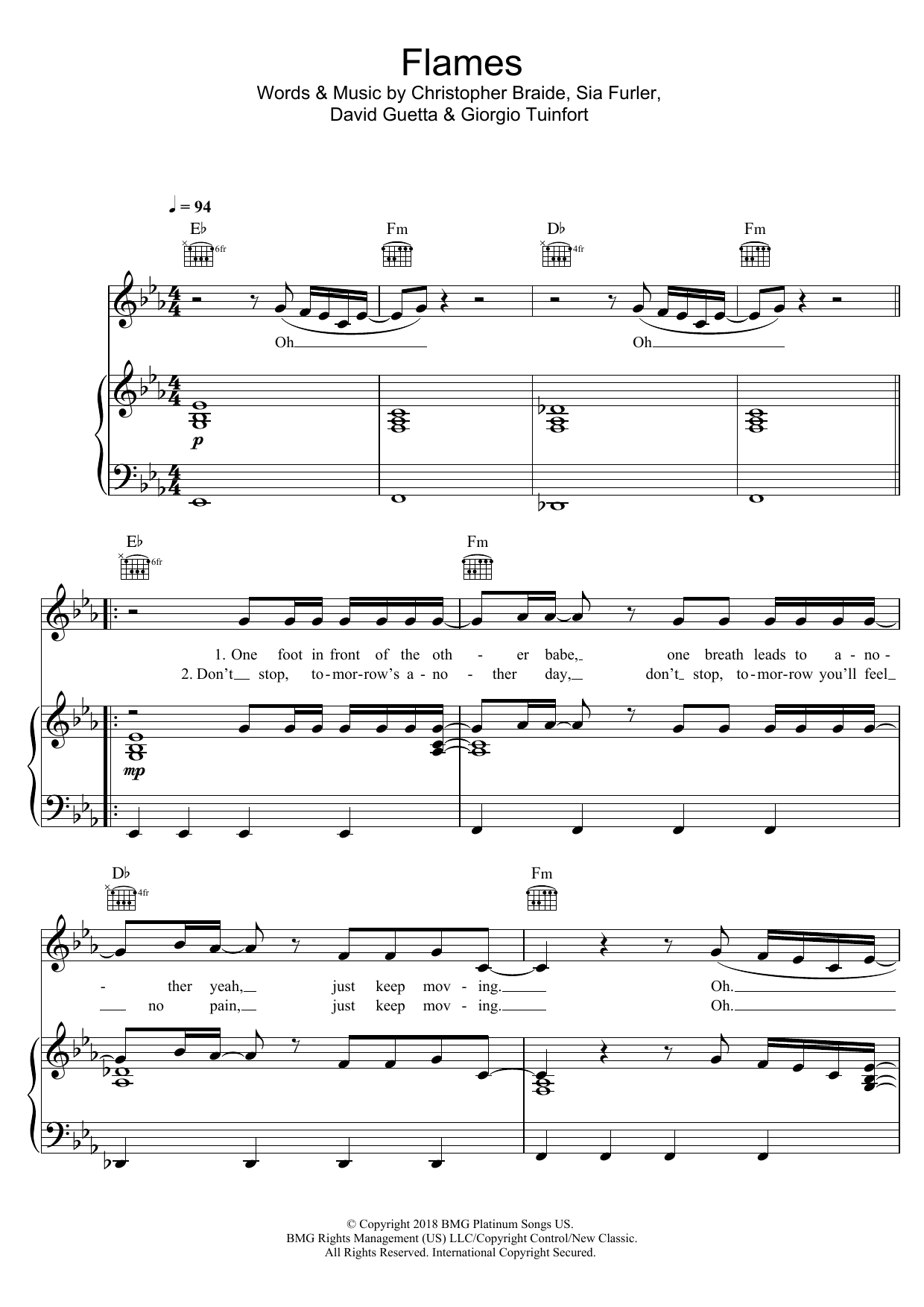 Sia Flames Sheet Music