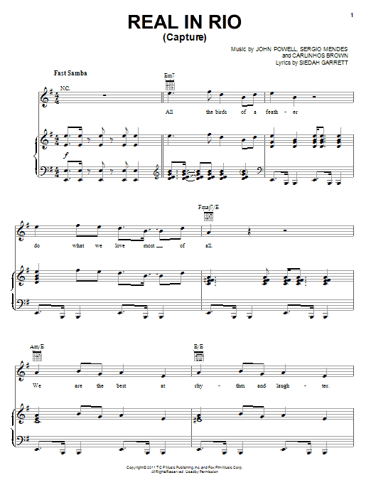 Siedah Garrett Real In Rio (Capture) Sheet Music