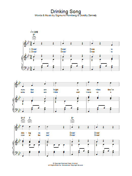 Sigmund Romberg Drinking Song (from The Student Prince) Sheet Music