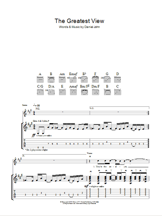Silverchair The Greatest View Sheet Music