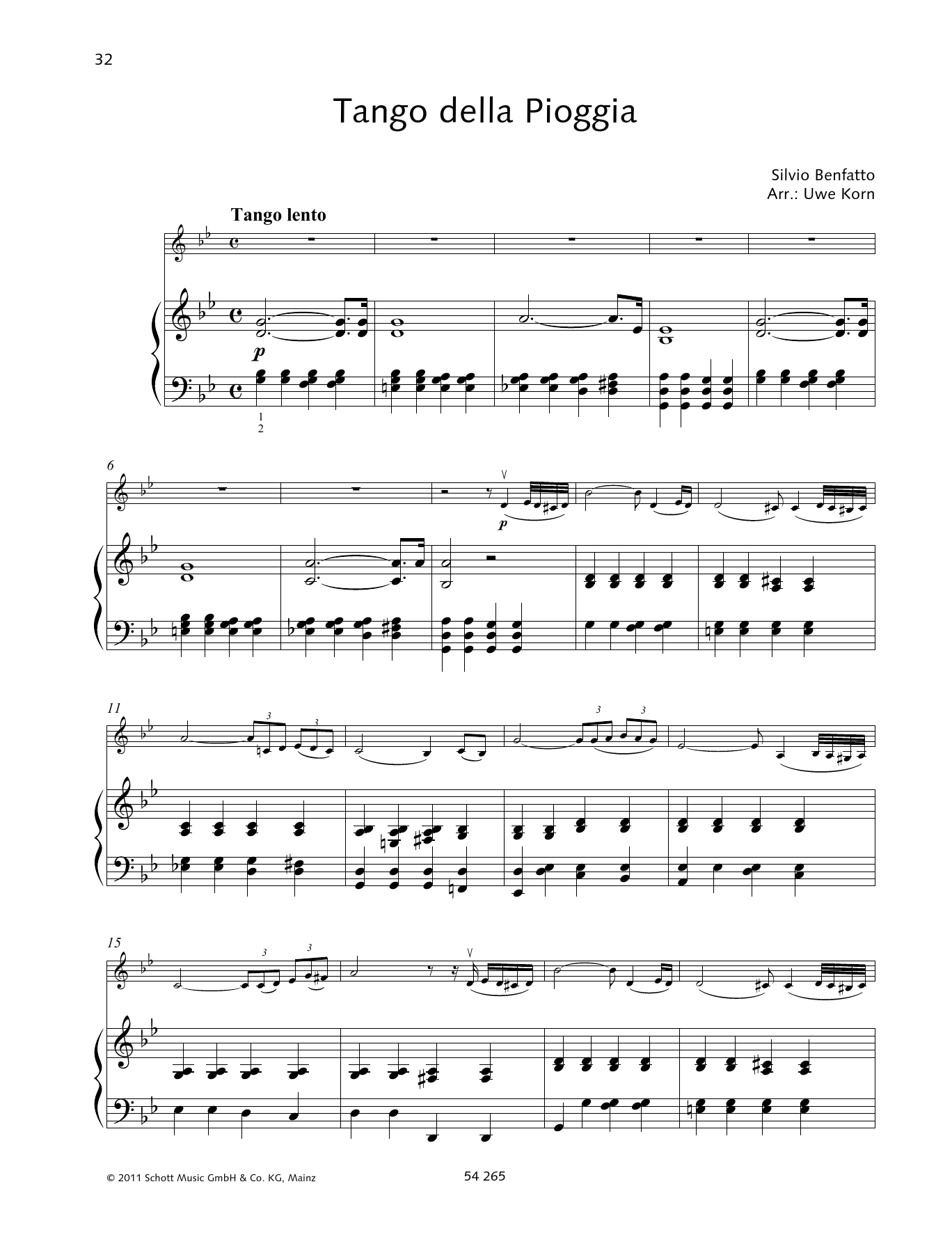 Silvio Benfatto Tango della Piogga Sheet Music