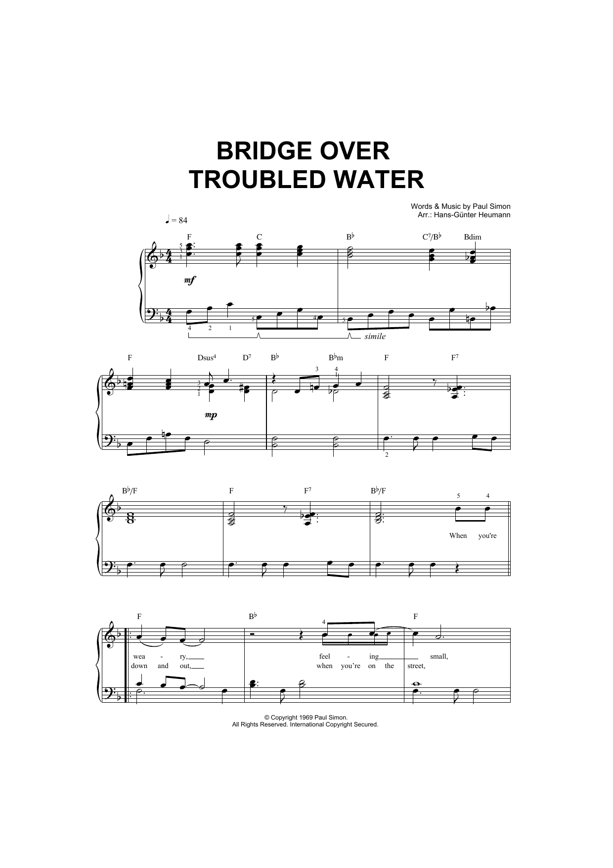 Simon & Garfunkel Bridge Over Troubled Water Sheet Music