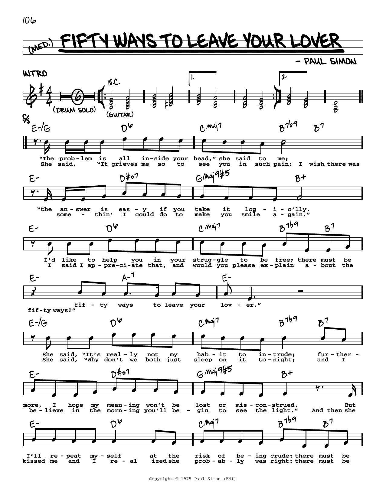 Simon & Garfunkel Fifty Ways To Leave Your Lover Sheet Music