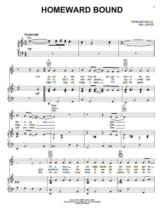 Simon & Garfunkel Homeward Bound Sheet Music