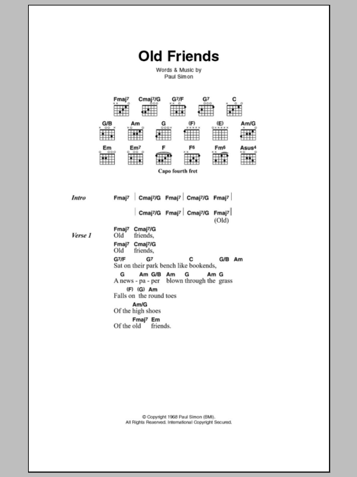 Simon & Garfunkel Old Friends Sheet Music