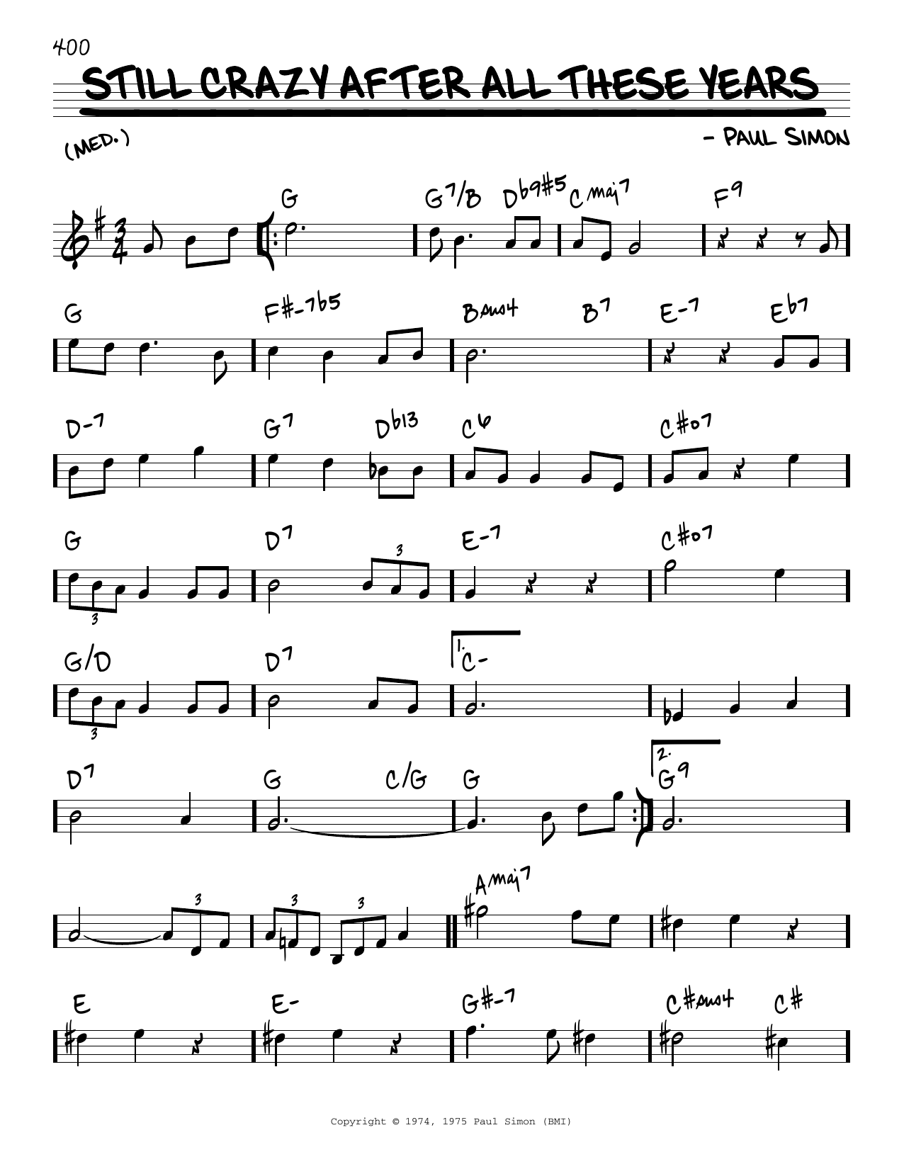 Simon & Garfunkel Still Crazy After All These Years Sheet Music