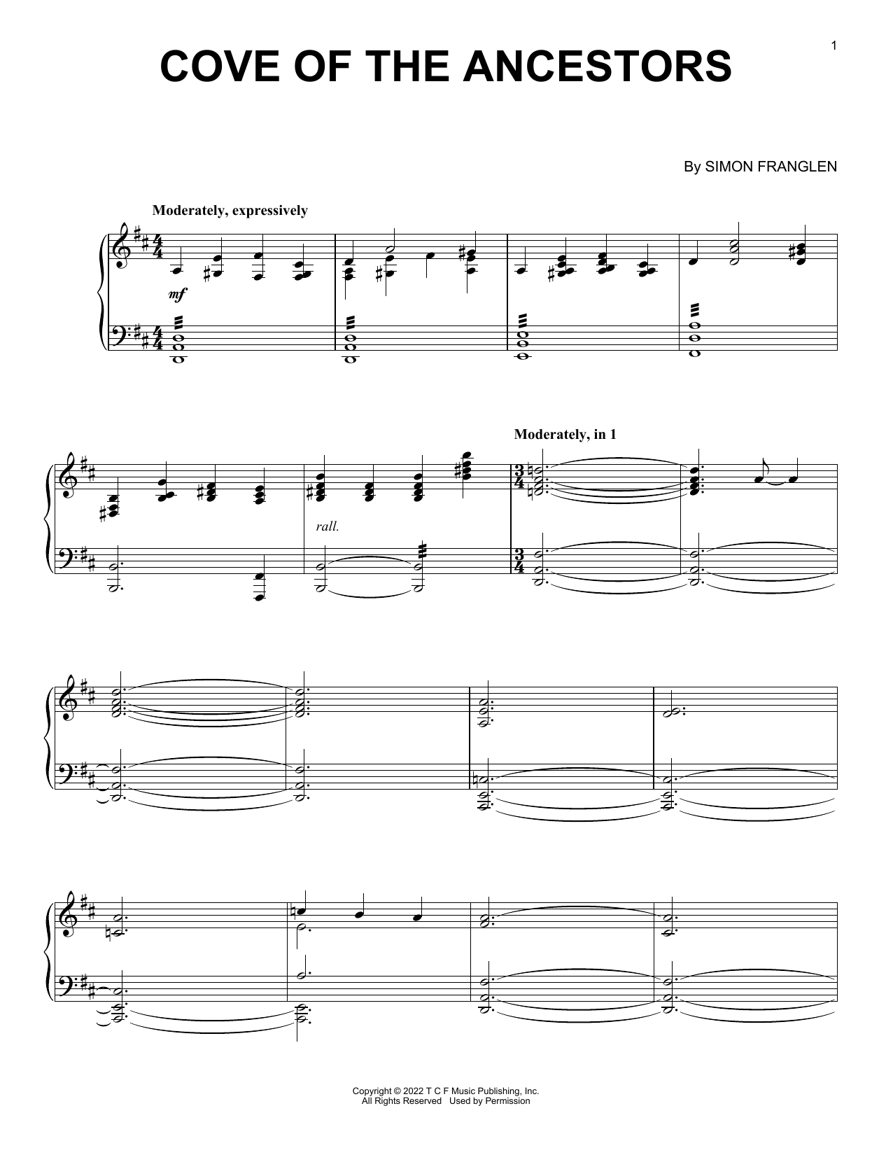 Simon Franglen Cove Of The Ancestors (from Avatar: The Way Of Water) Sheet Music