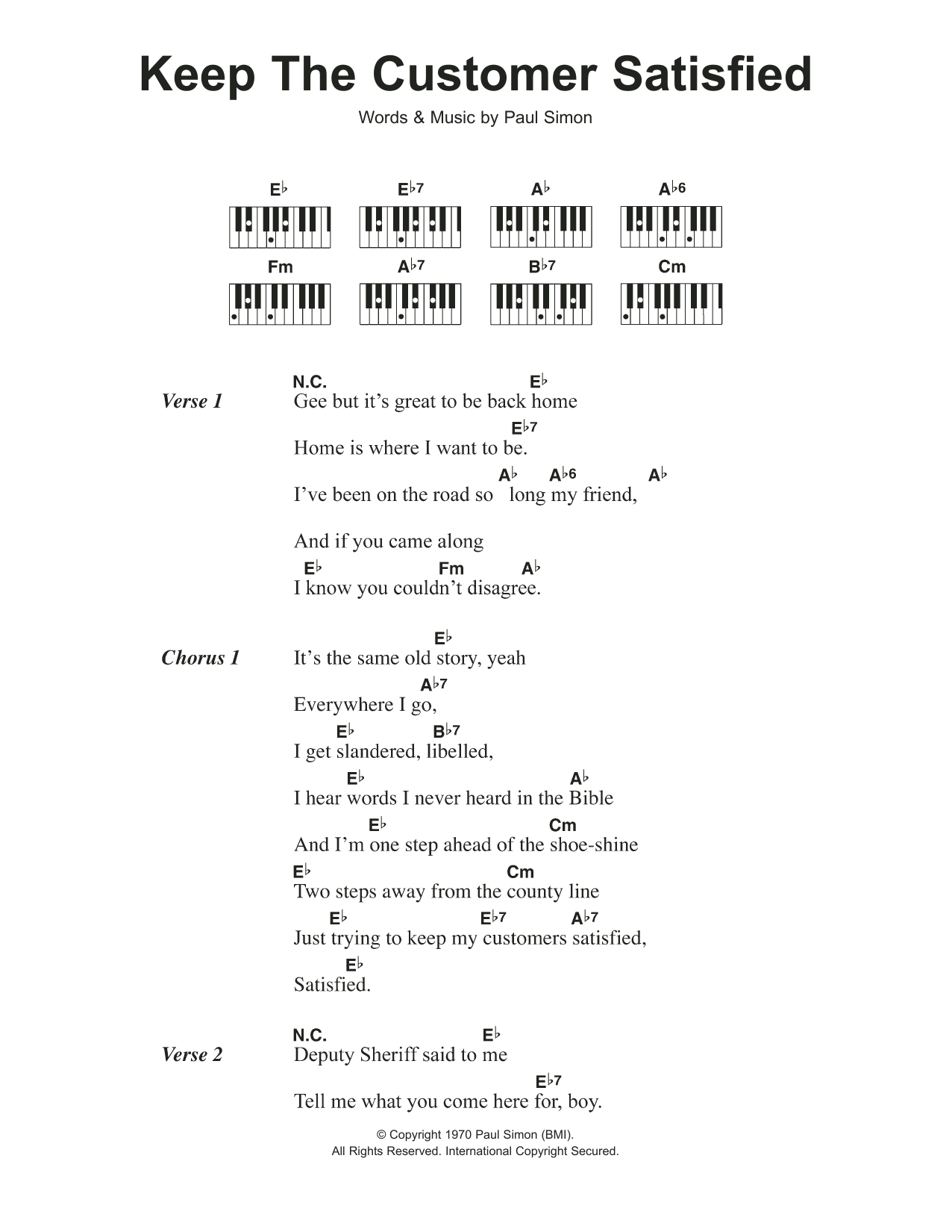 Simon & Garfunkel Keep The Customer Satisfied Sheet Music