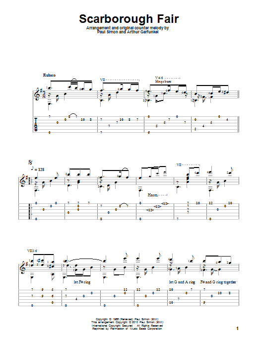 Simon & Garfunkel Scarborough Fair Sheet Music