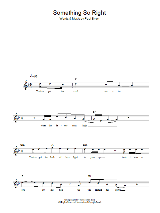 Simon & Garfunkel Something So Right Sheet Music