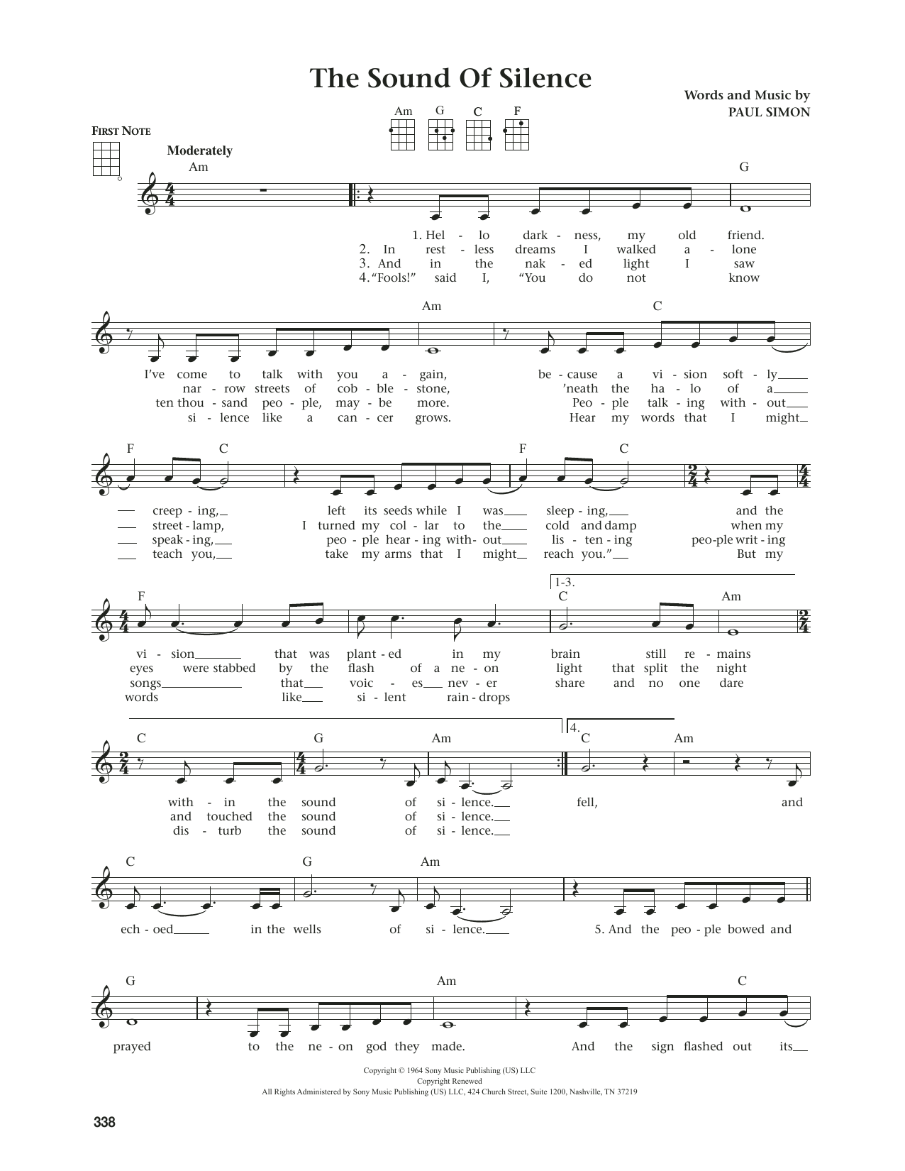 Simon & Garfunkel The Sound Of Silence (from The Daily Ukulele) (arr. Jim Beloff) Sheet Music