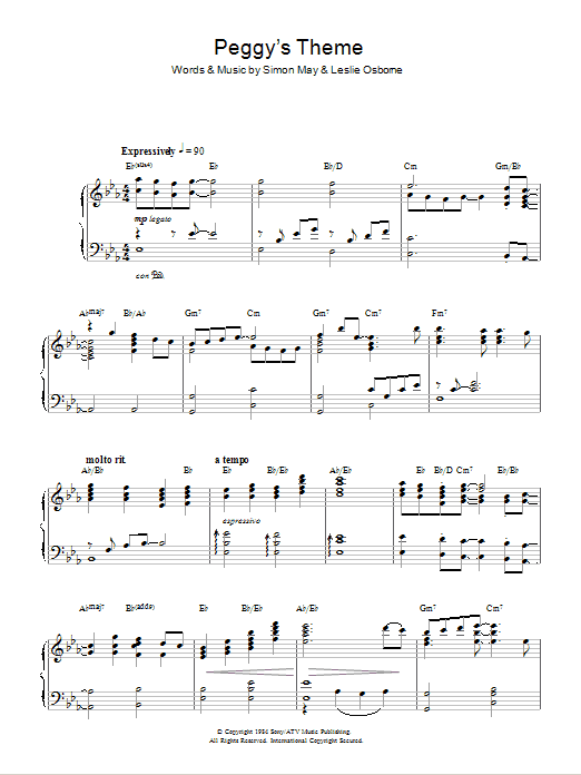 Simon May Peggy's Theme Sheet Music