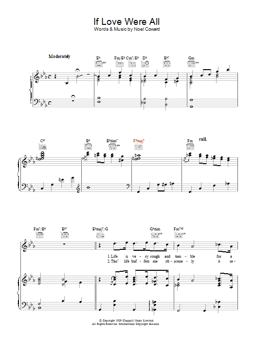 Noel Coward If Love Were All Sheet Music