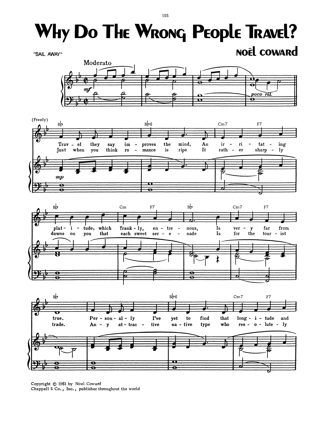 Noel Coward Why Do The Wrong People Travel? Sheet Music
