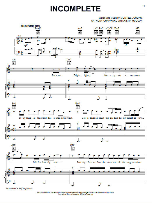 Sisqo Incomplete Sheet Music