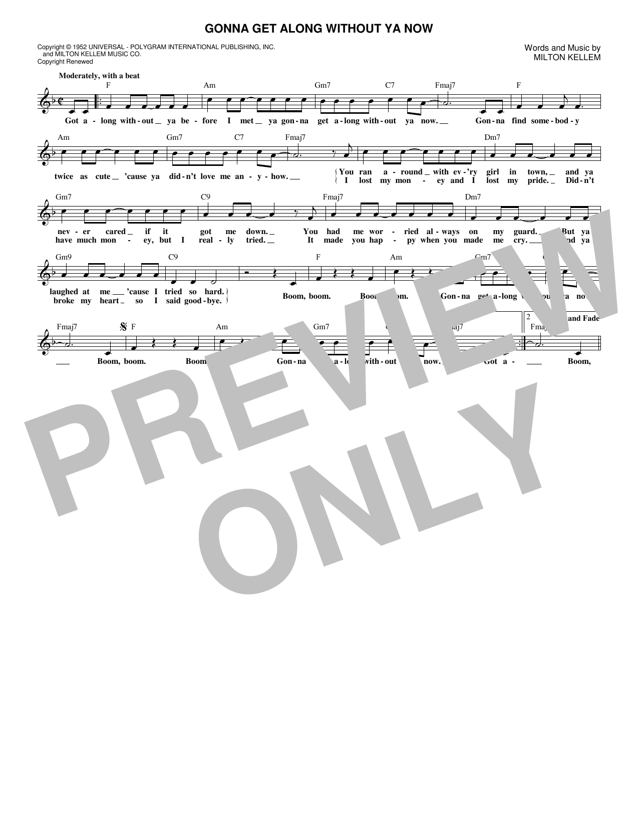 Skeeter Davis Gonna Get Along Without Ya Now Sheet Music