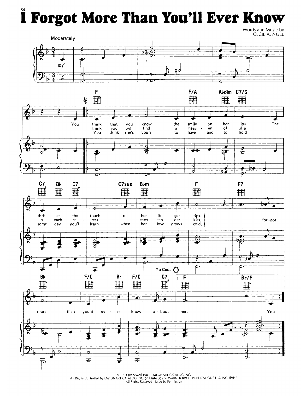 Skeeter Davis I Forgot More Than You'll Ever Know Sheet Music