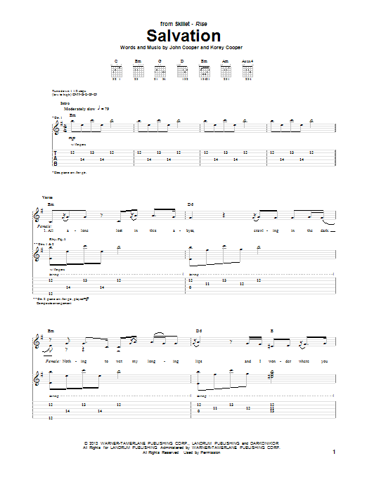 Skillet Salvation Sheet Music