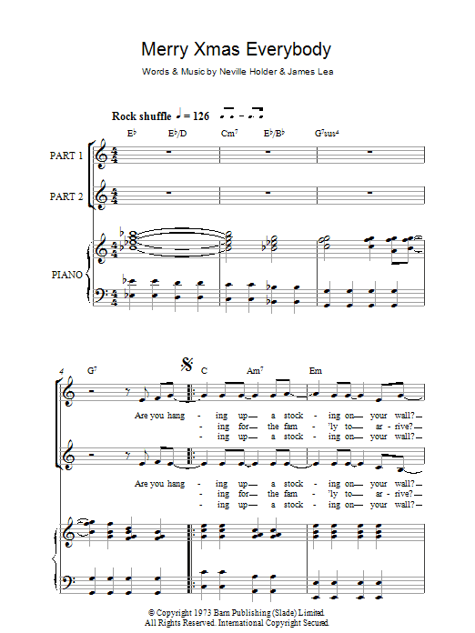 Slade Merry Xmas Everybody (arr. Rick Hein) Sheet Music