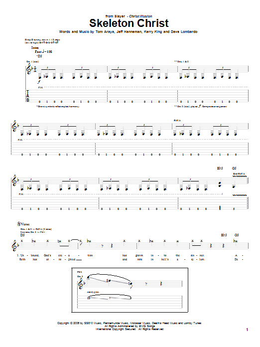 Slayer Skeleton Christ Sheet Music