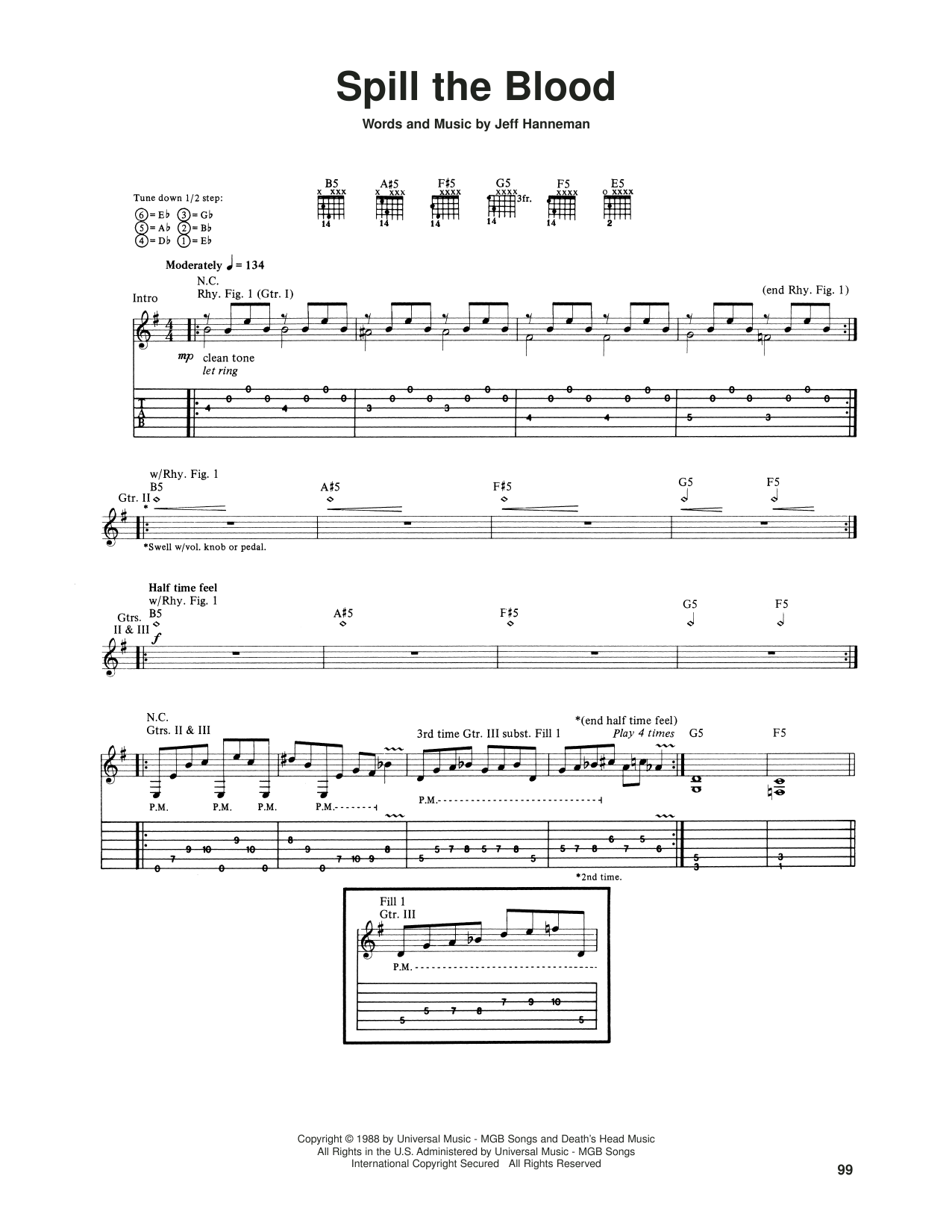 Slayer Spill The Blood Sheet Music