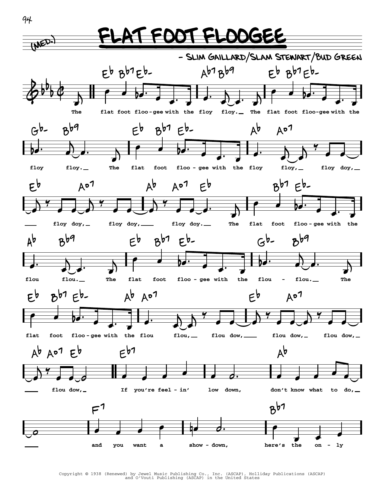 Slim Gaillard Flat Foot Floogee (Low Voice) Sheet Music