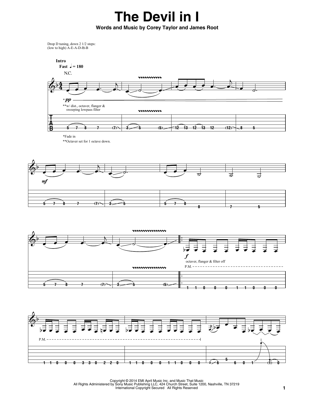 Slipknot The Devil In I Sheet Music