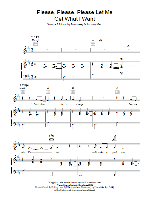 Slow Moving Millie Please, Please, Please, Let Me Get What I Want Sheet Music