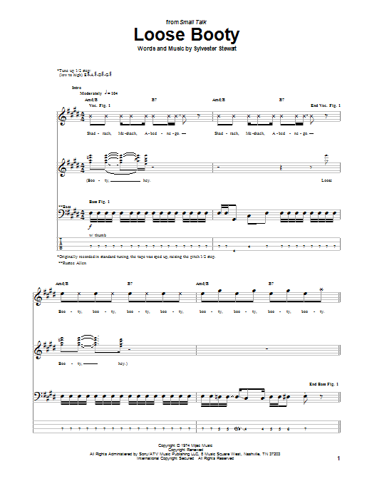 Sly & The Family Stone Loose Booty Sheet Music