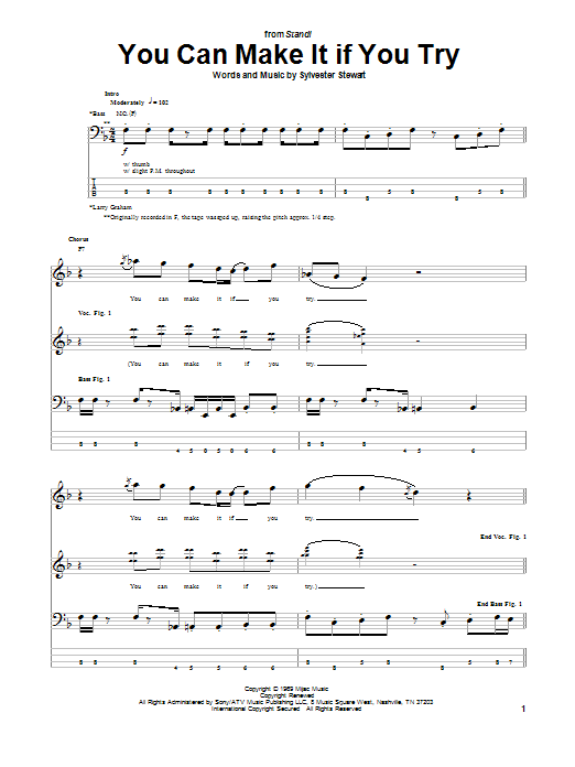 Sly & The Family Stone You Can Make It If You Try Sheet Music