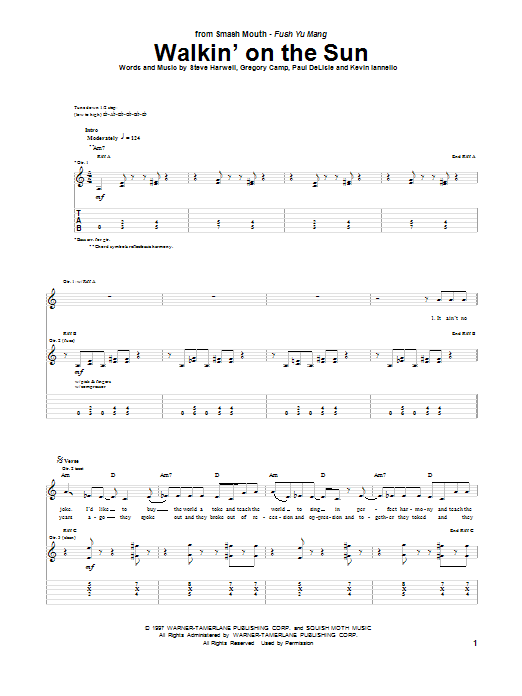 Smash Mouth Walkin' On The Sun Sheet Music