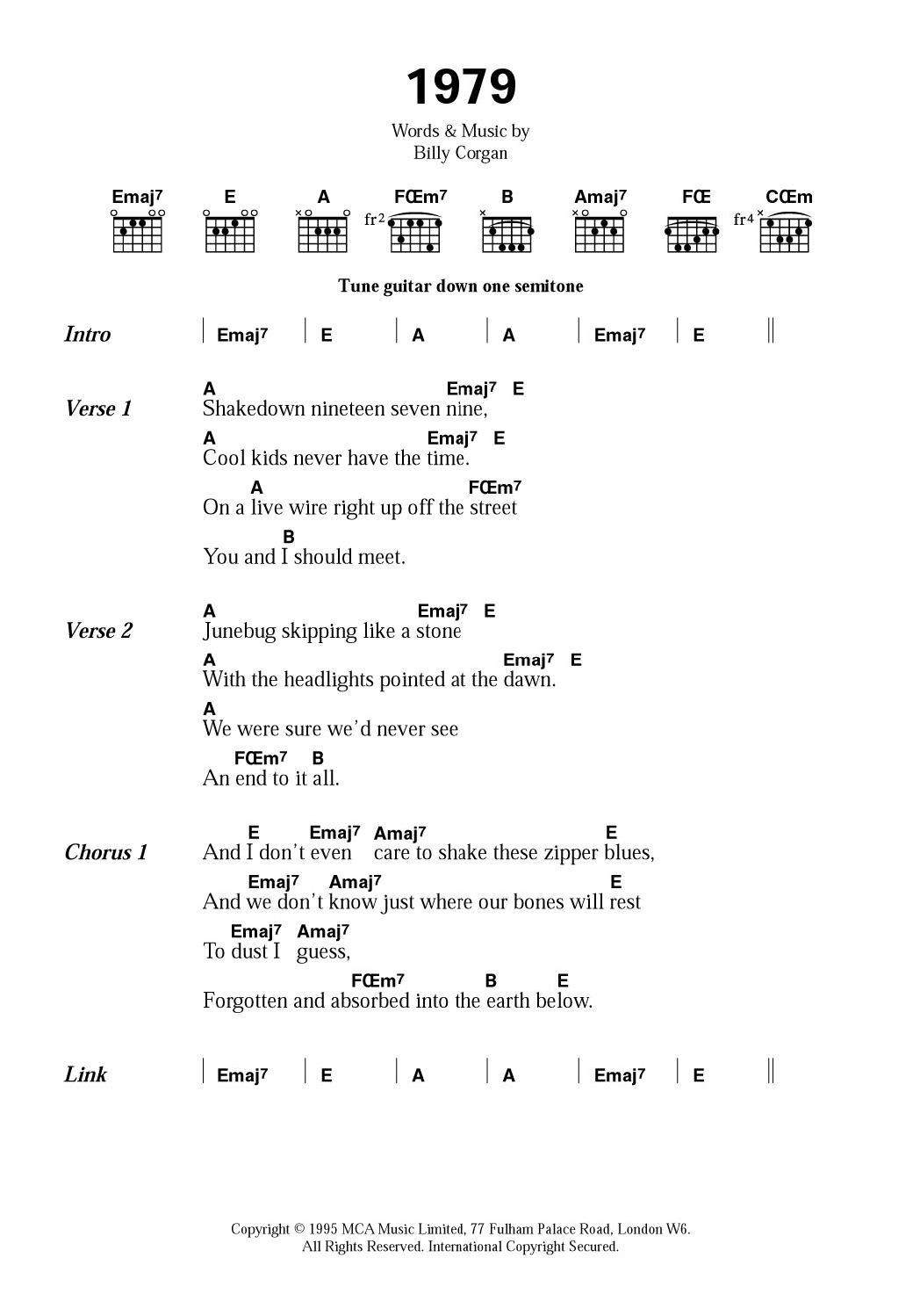 The Smashing Pumpkins 1979 Sheet Music