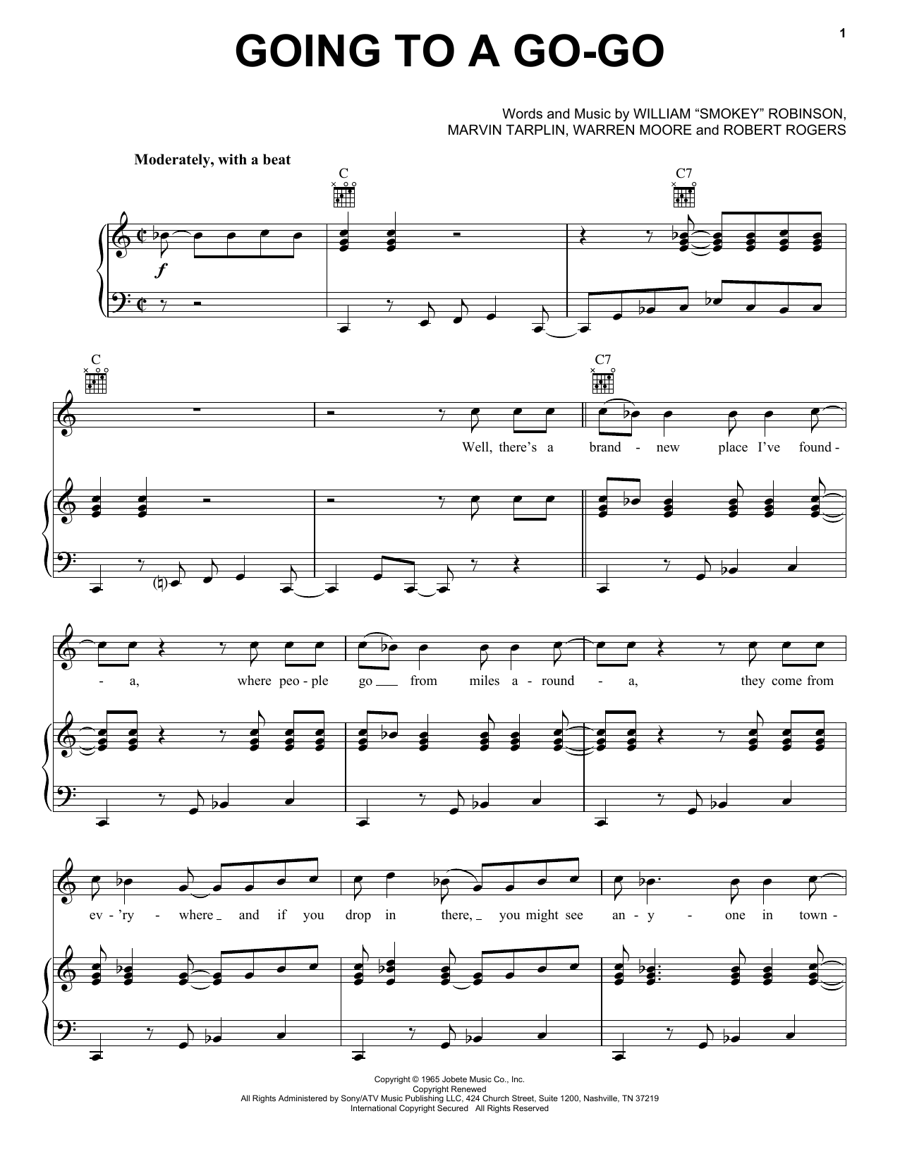 Smokey Robinson & The Miracles Going To A Go-Go Sheet Music