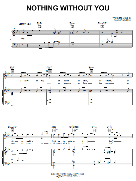 Smokie Norful Nothing Without You Sheet Music